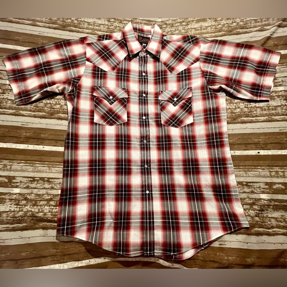 Men’s Vintage Plains Short Sleeve Western Shirt With Pearl Snaps